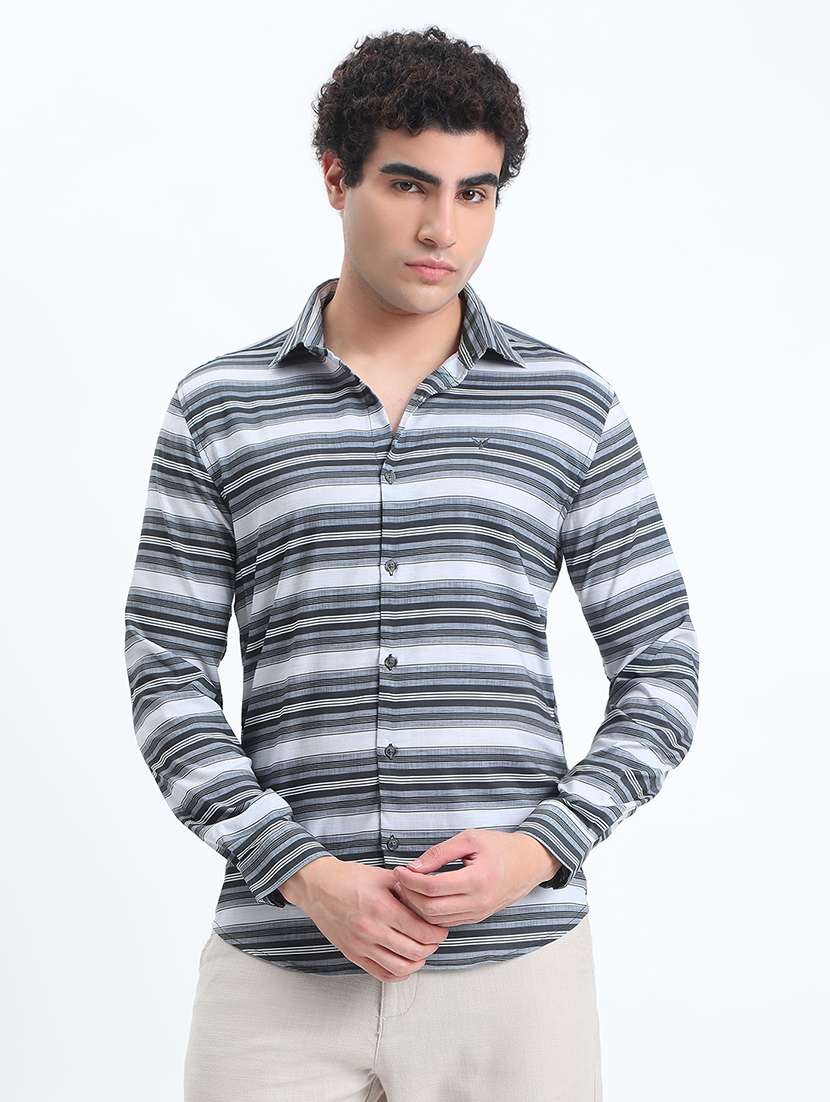 men striped long sleeve regular fit casual shirt - 22086050 -  Standard Image - 1