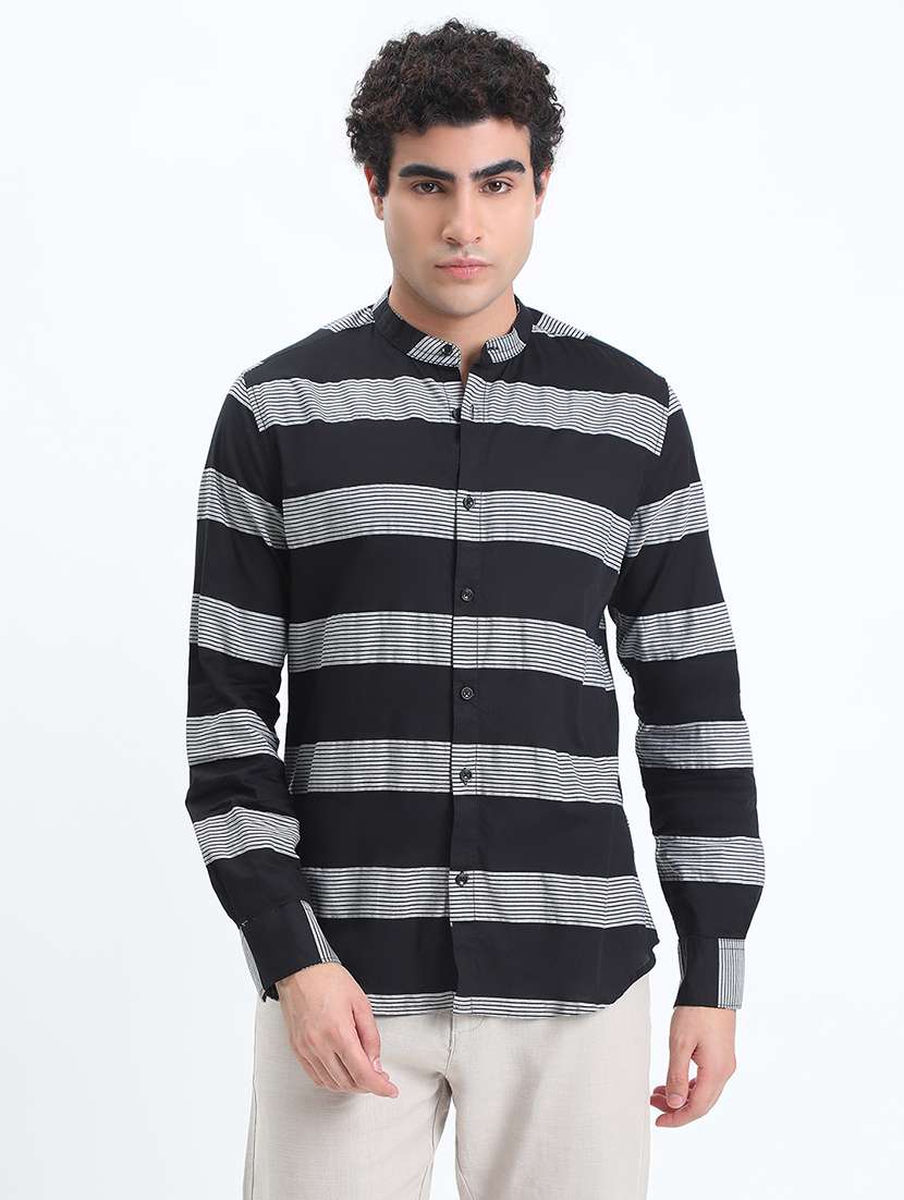 men striped long sleeve regular fit casual shirt - 22086051 -  Standard Image - 1
