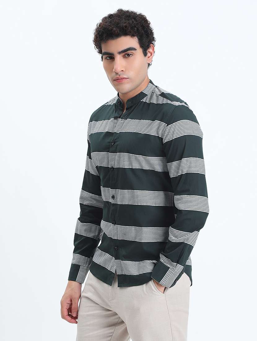 men striped long sleeve slim fit casual shirt - 22086055 -  Standard Image - 1