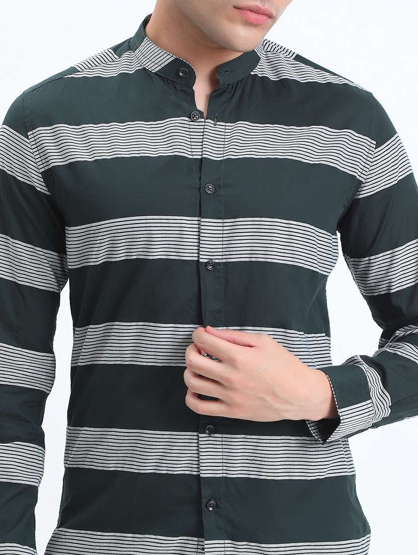 men striped long sleeve slim fit casual shirt - 22086055 -  Standard Image - 4