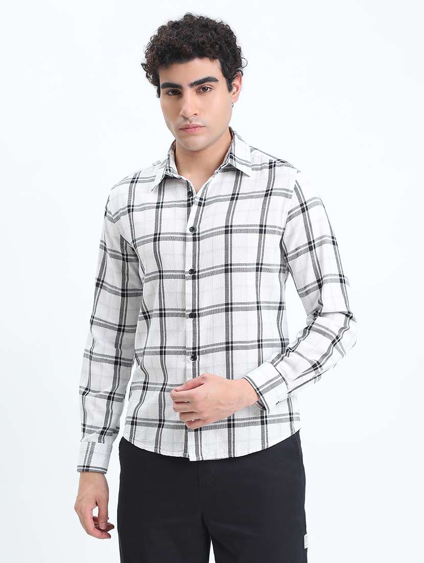 men checkered long sleeve slim fit casual shirt - 22086057 -  Standard Image - 1