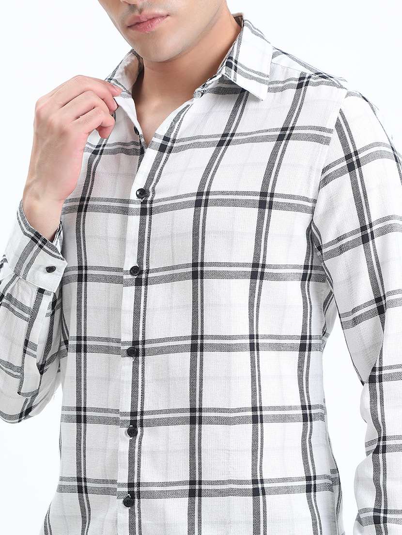 men checkered long sleeve slim fit casual shirt - 22086057 - Standard Image - 4