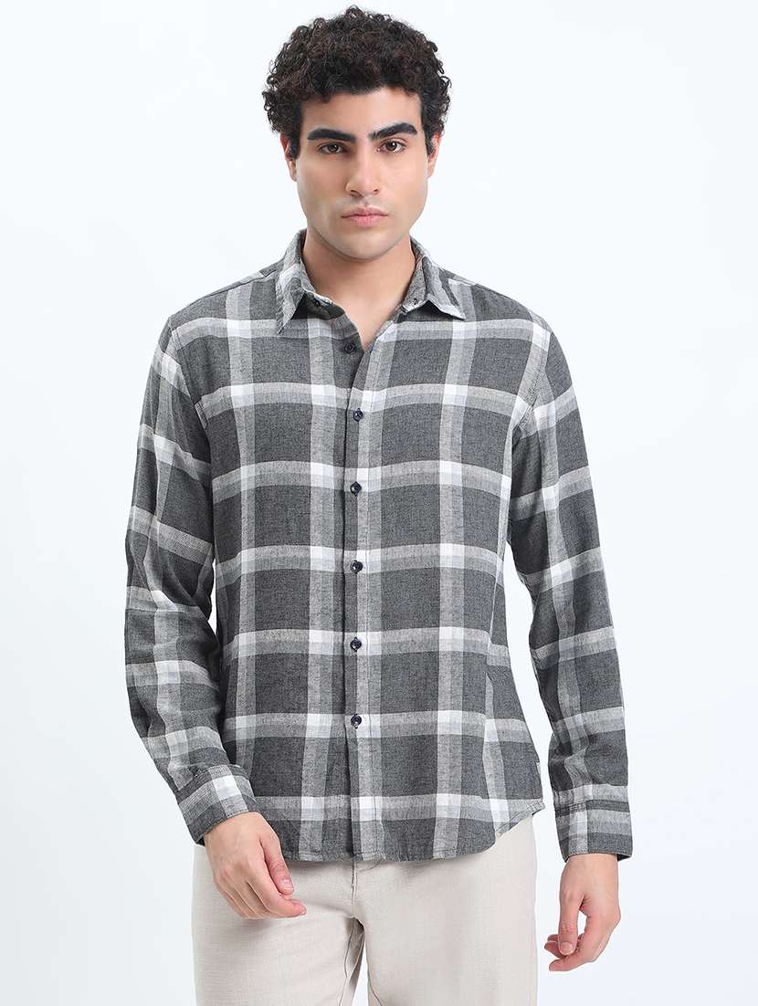 men checkered long sleeve regular fit casual shirt - 22086058 -  Standard Image - 1