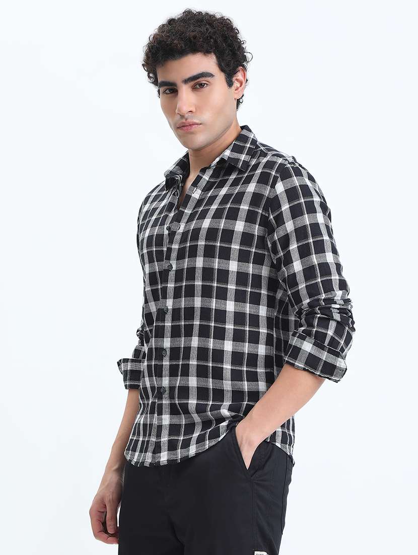 men checkered long sleeve regular fit casual shirt - 22086060 -  Standard Image - 1
