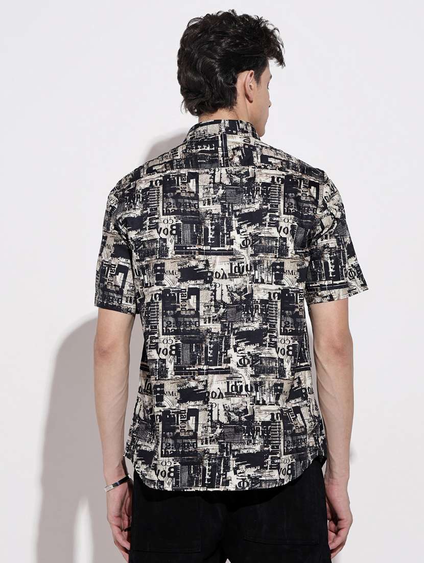 men printed short sleeve regular fit casual shirt - 22086063 -  Standard Image - 4