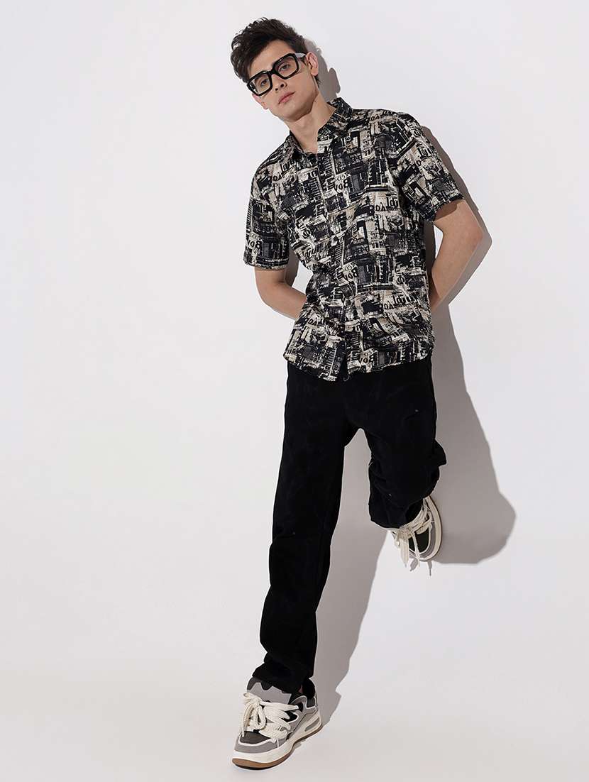 men printed short sleeve regular fit casual shirt - 22086063 -  Standard Image - 6