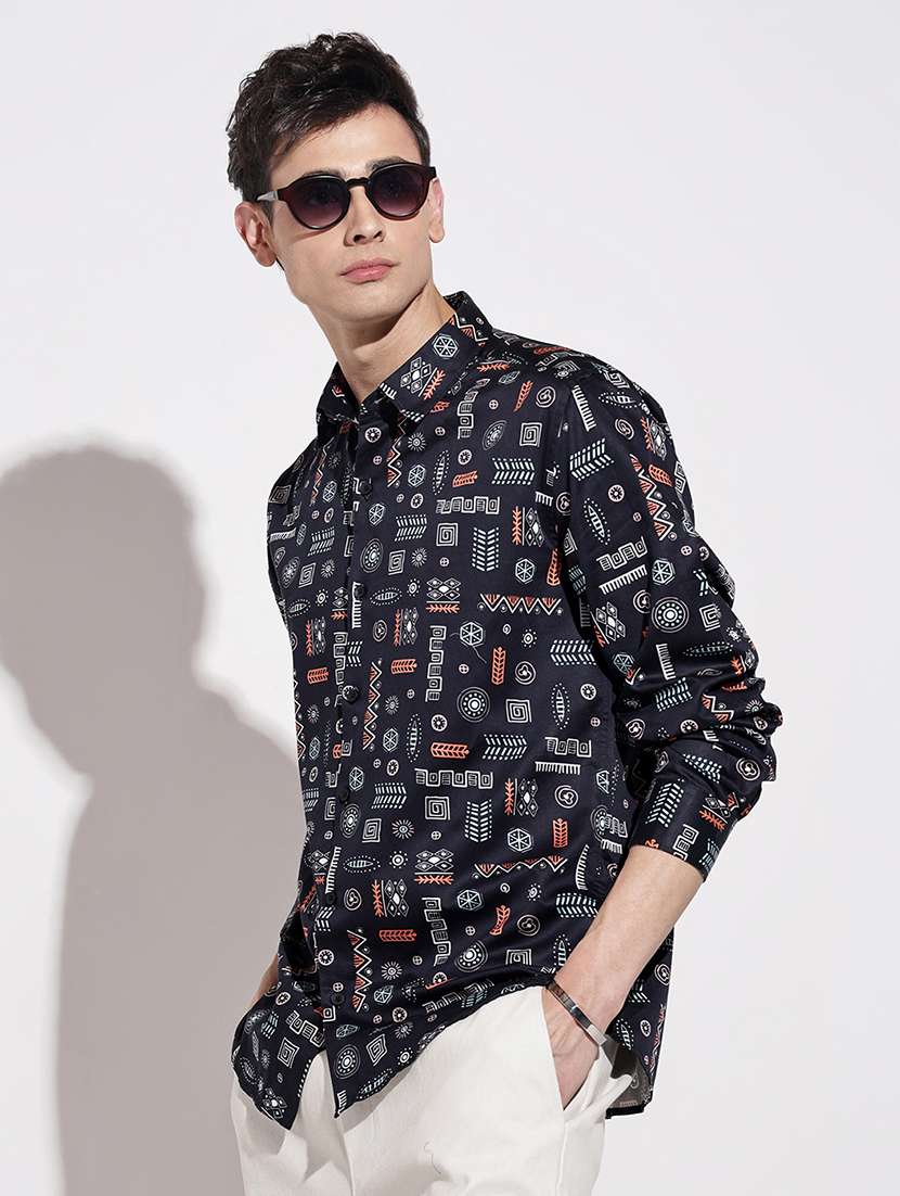 men printed long sleeve regular fit casual shirt - 22086069 -  Standard Image - 1