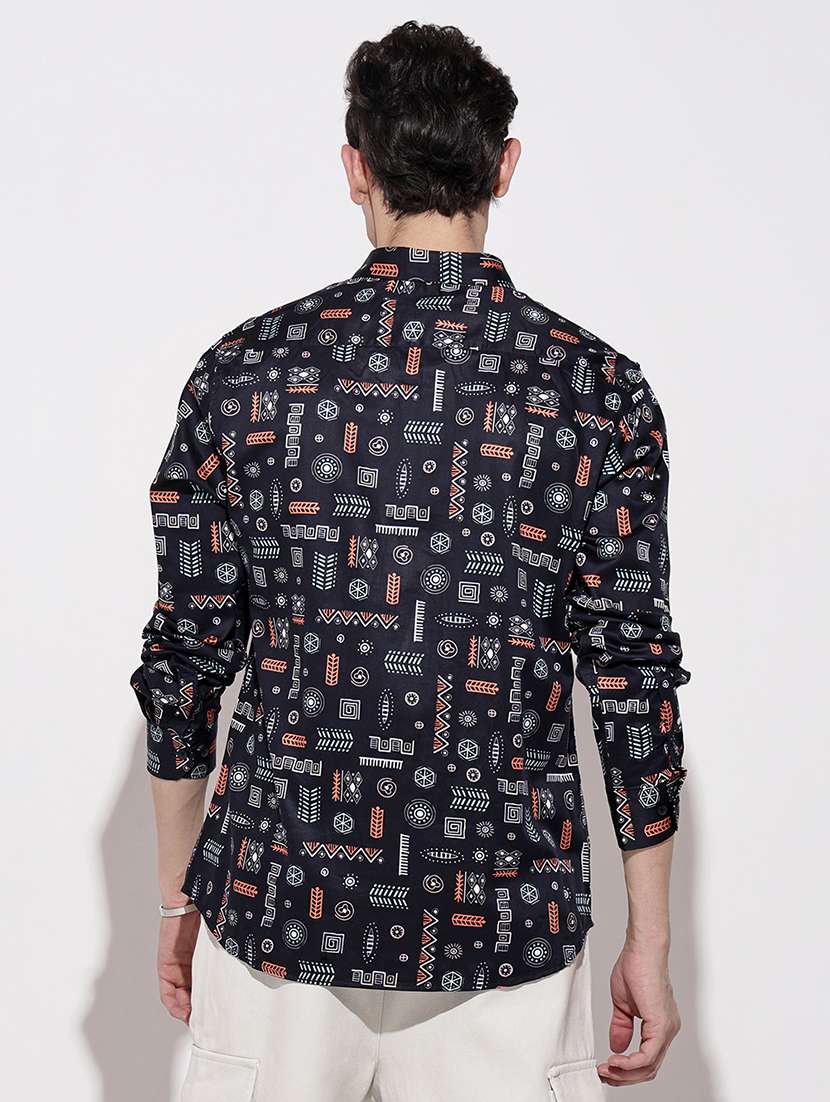 men printed long sleeve regular fit casual shirt - 22086069 -  Standard Image - 4