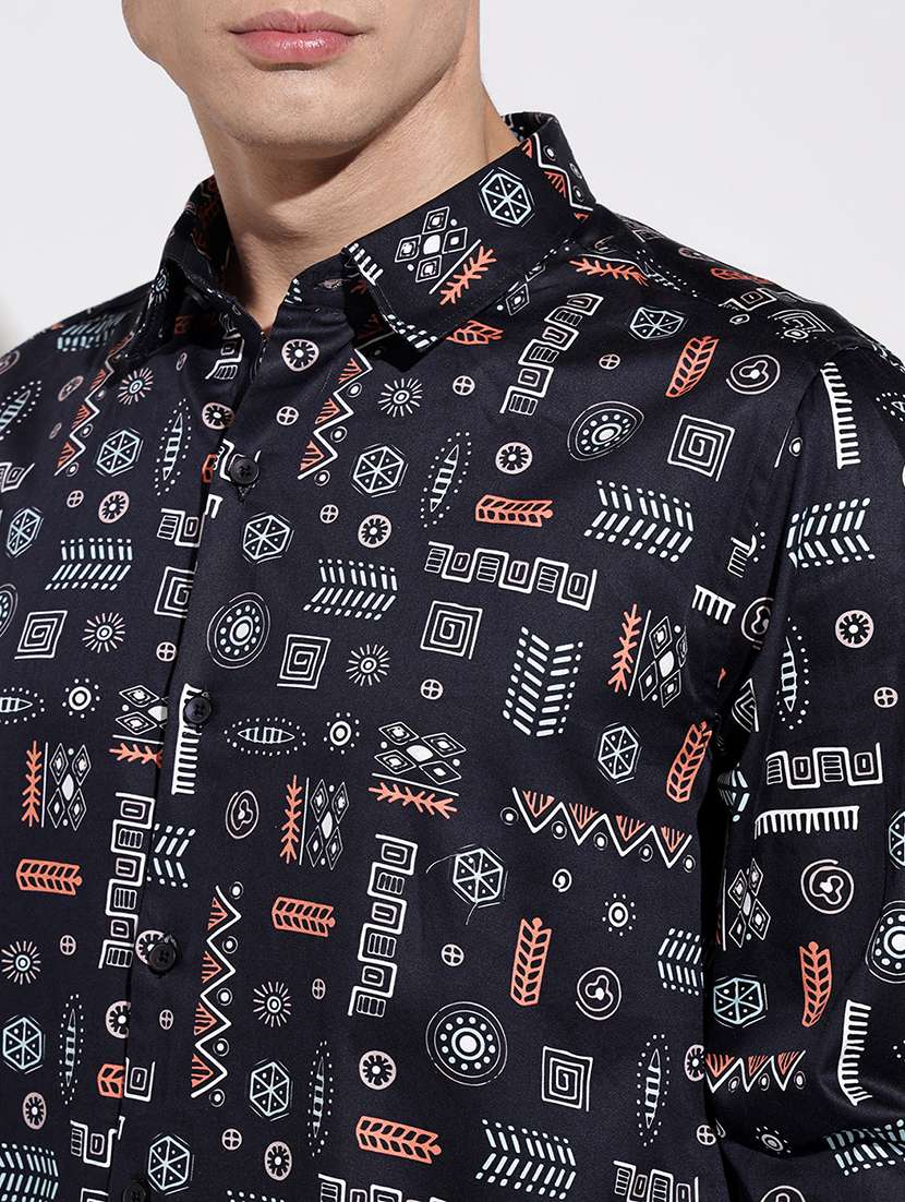 men printed long sleeve regular fit casual shirt - 22086069 -  Standard Image - 6