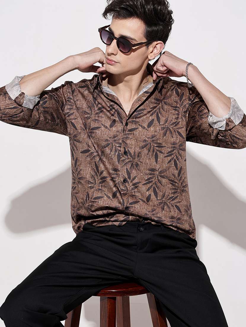 men printed long sleeve regular fit casual shirt - 22086070 -  Standard Image - 1