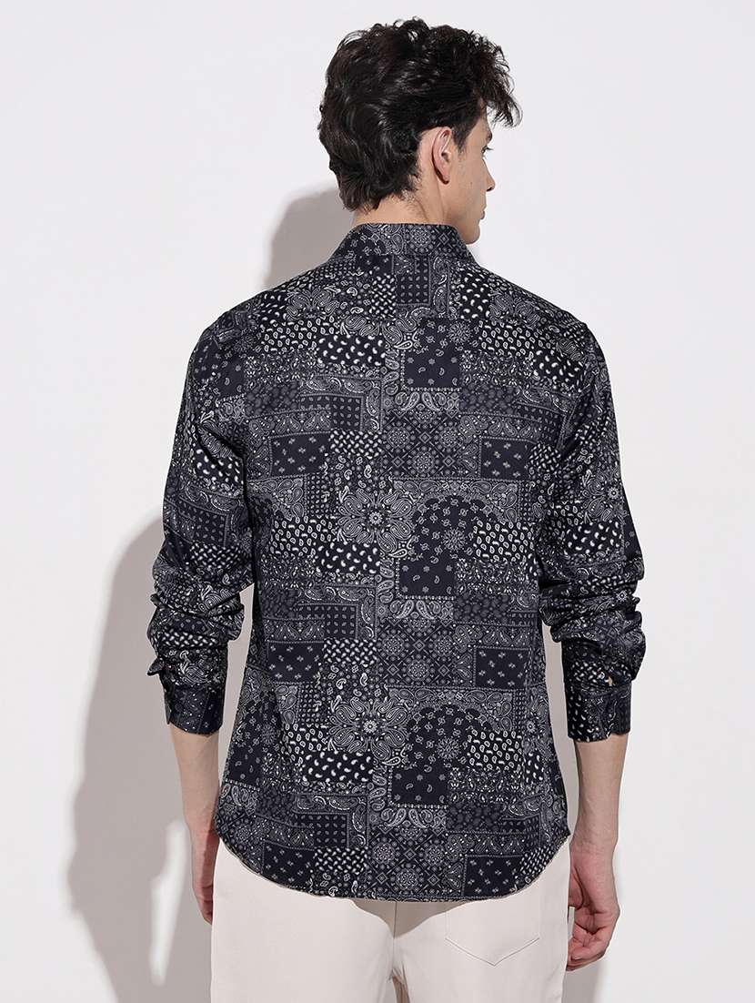 men printed long sleeve regular fit casual shirt - 22086072 -  Standard Image - 4