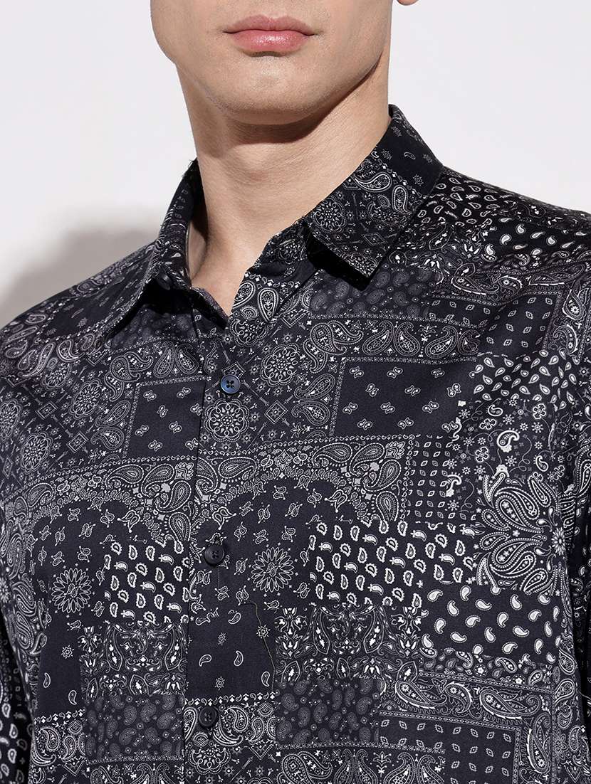 men printed long sleeve regular fit casual shirt - 22086072 -  Standard Image - 6