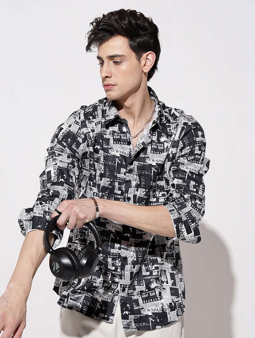 men printed long sleeve regular fit casual shirt - 22086076 -  Standard Image - 1