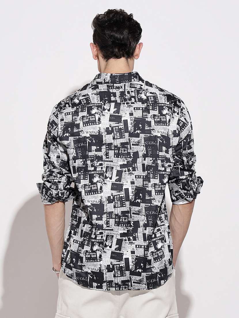 men printed long sleeve regular fit casual shirt - 22086076 -  Standard Image - 4