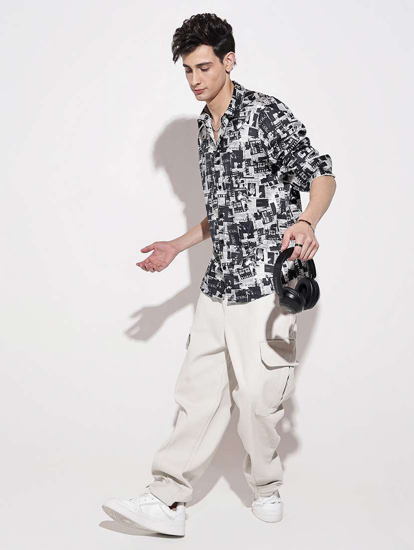 men printed long sleeve regular fit casual shirt - 22086076 -  Standard Image - 6