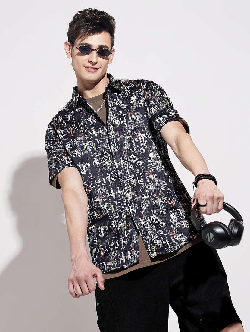 men printed short sleeve regular fit casual shirt - 22086077 -  Standard Image - 1