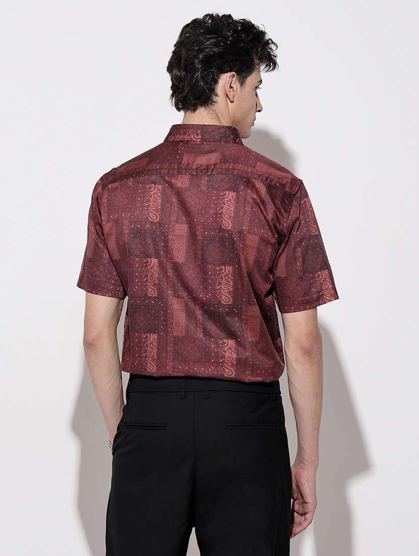 men printed short sleeve regular fit casual shirt - 22086078 -  Standard Image - 4