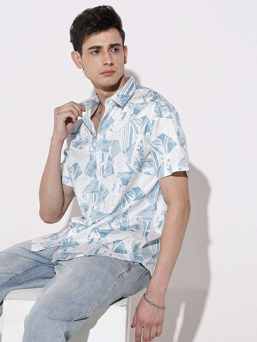 men printed short sleeve regular fit casual shirt - 22086081 -  Standard Image - 1