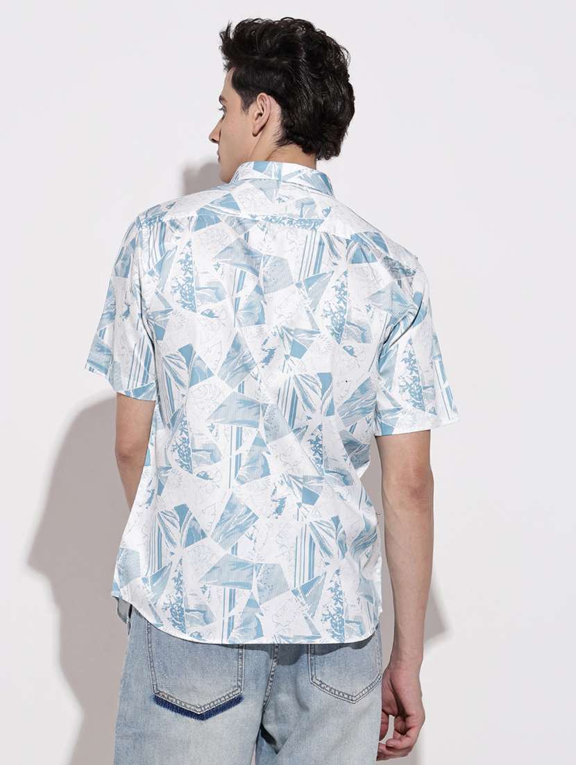 men printed short sleeve regular fit casual shirt - 22086081 -  Standard Image - 4