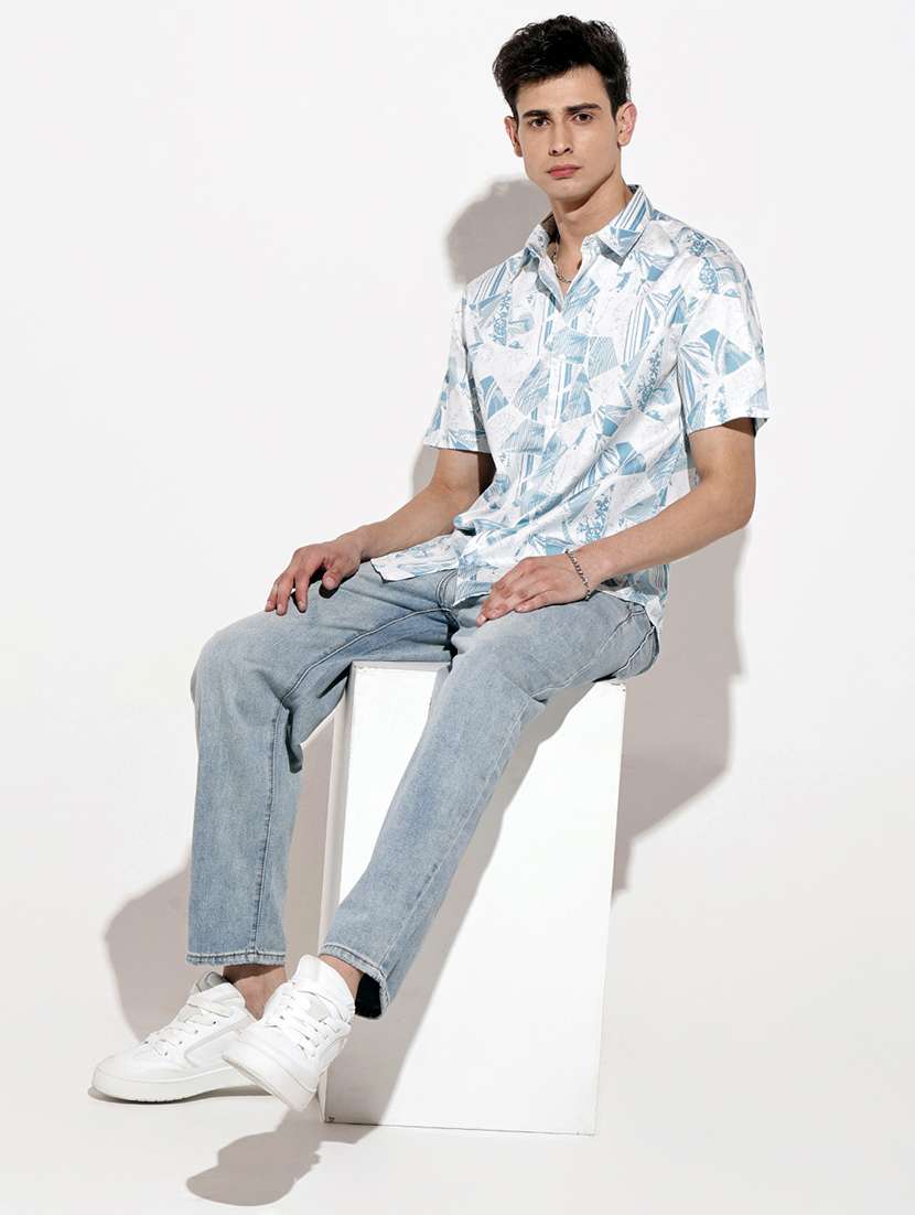 men printed short sleeve regular fit casual shirt - 22086081 -  Standard Image - 6