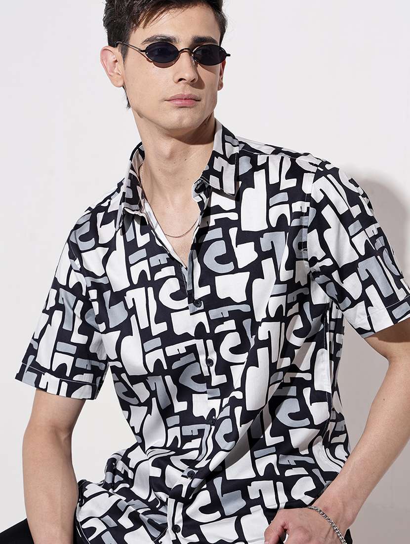 men printed short sleeve regular fit casual shirt - 22086083 -  Standard Image - 1
