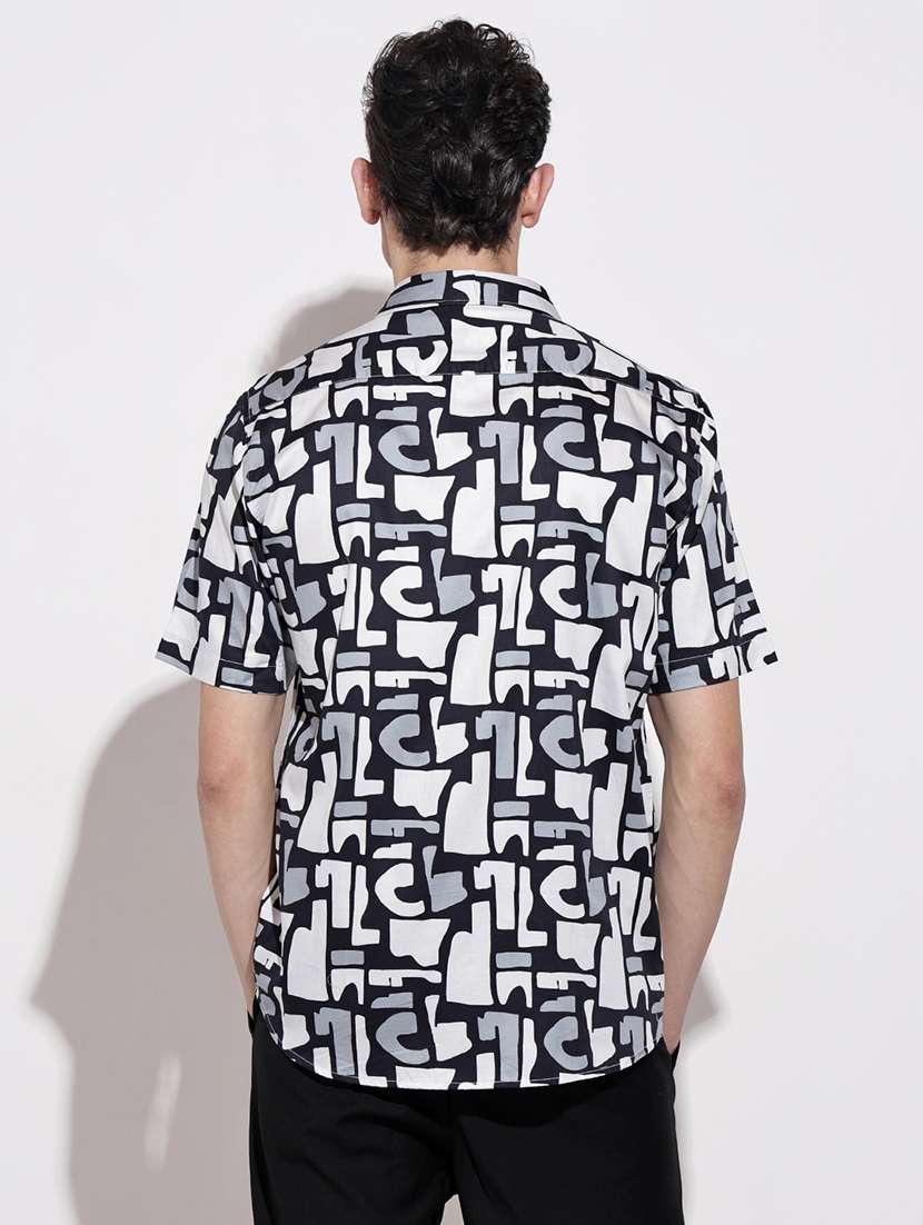 men printed short sleeve regular fit casual shirt - 22086083 -  Standard Image - 4