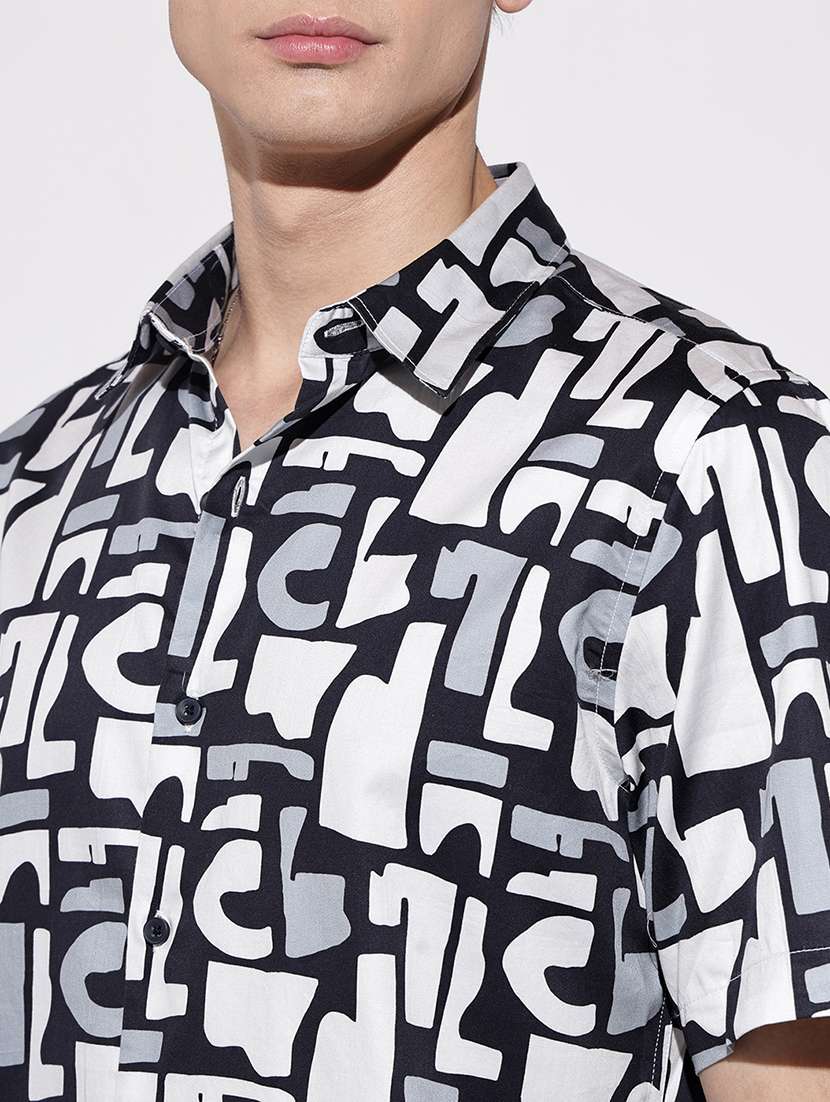 men printed short sleeve regular fit casual shirt - 22086083 -  Standard Image - 6