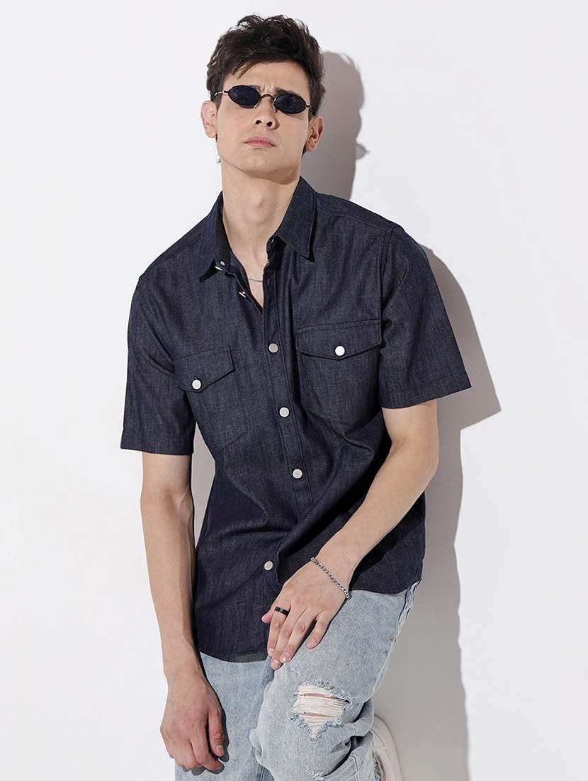 men solid short sleeve regular fit casual shirt - 22086084 -  Standard Image - 1