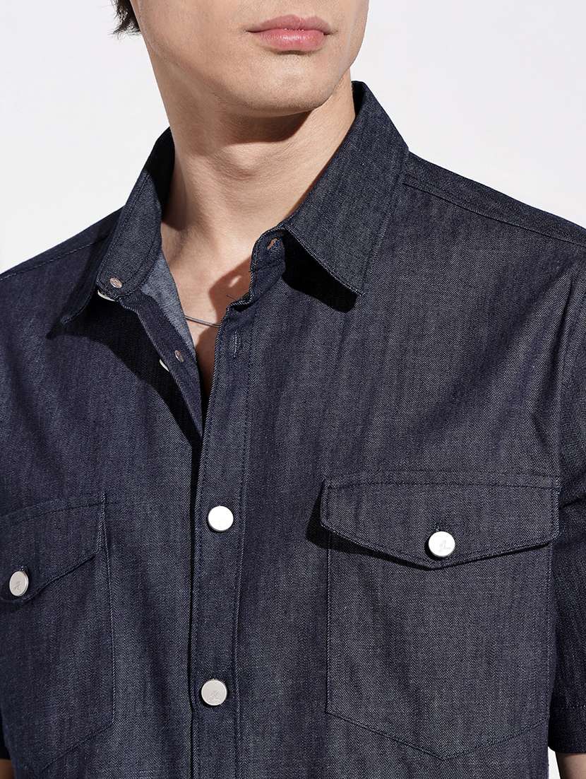 men solid short sleeve regular fit casual shirt - 22086084 -  Standard Image - 6