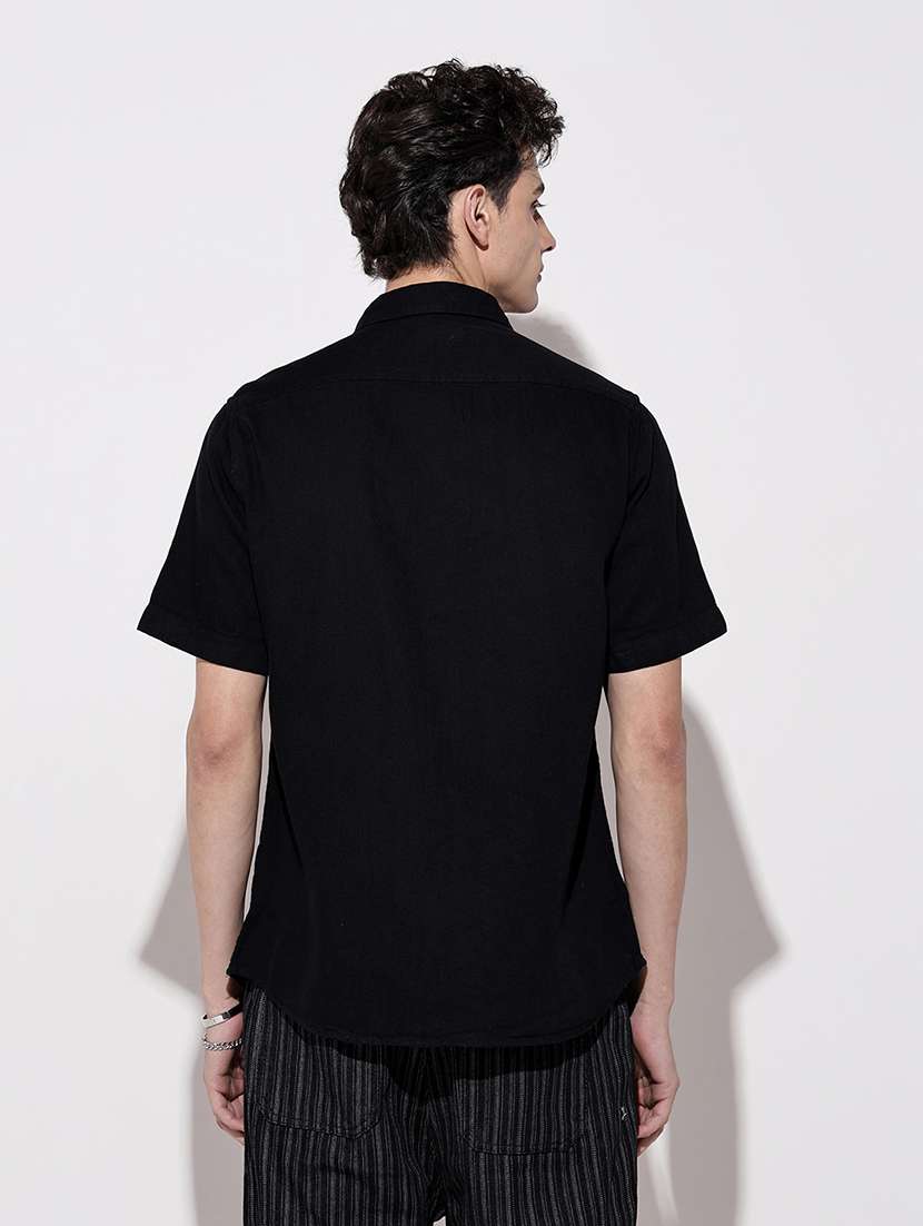 men solid short sleeve regular fit casual shirt - 22086085 - Standard Image - 4