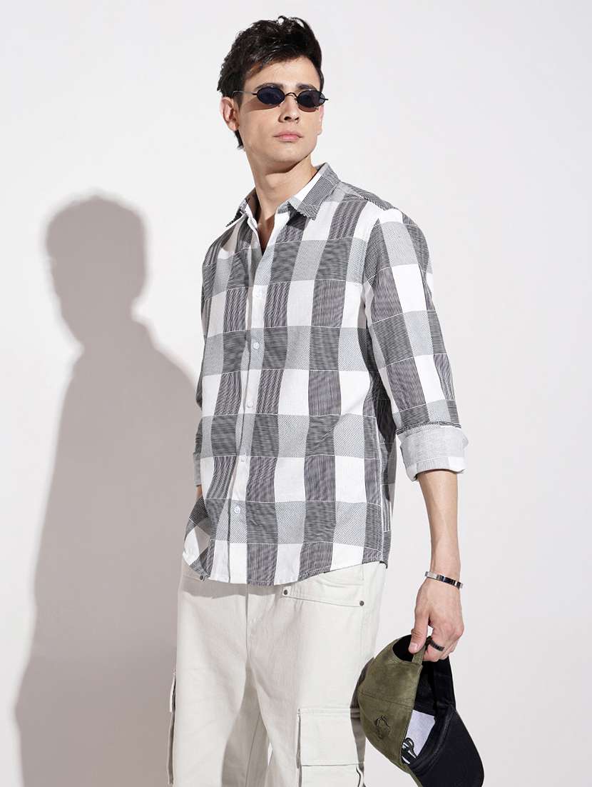 men checkered long sleeve regular fit casual shirt - 22086086 -  Standard Image - 1