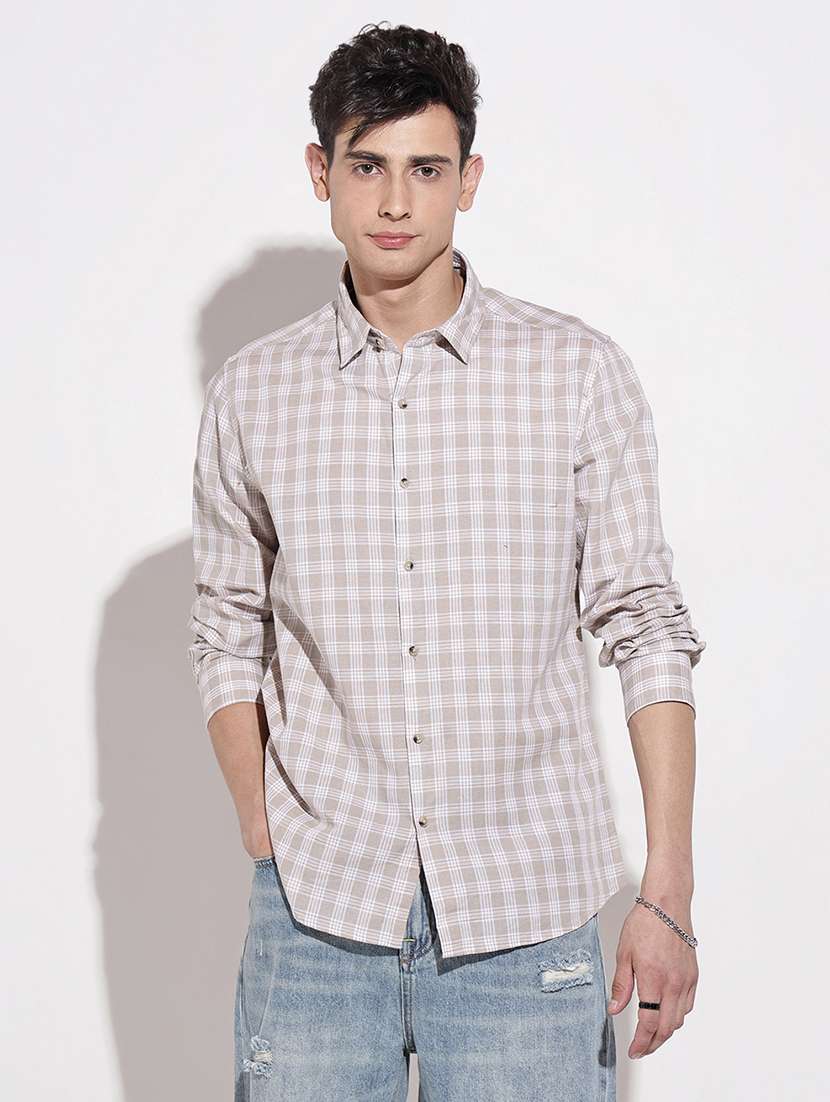 men checkered long sleeve regular fit casual shirt - 22086087 -  Standard Image - 1