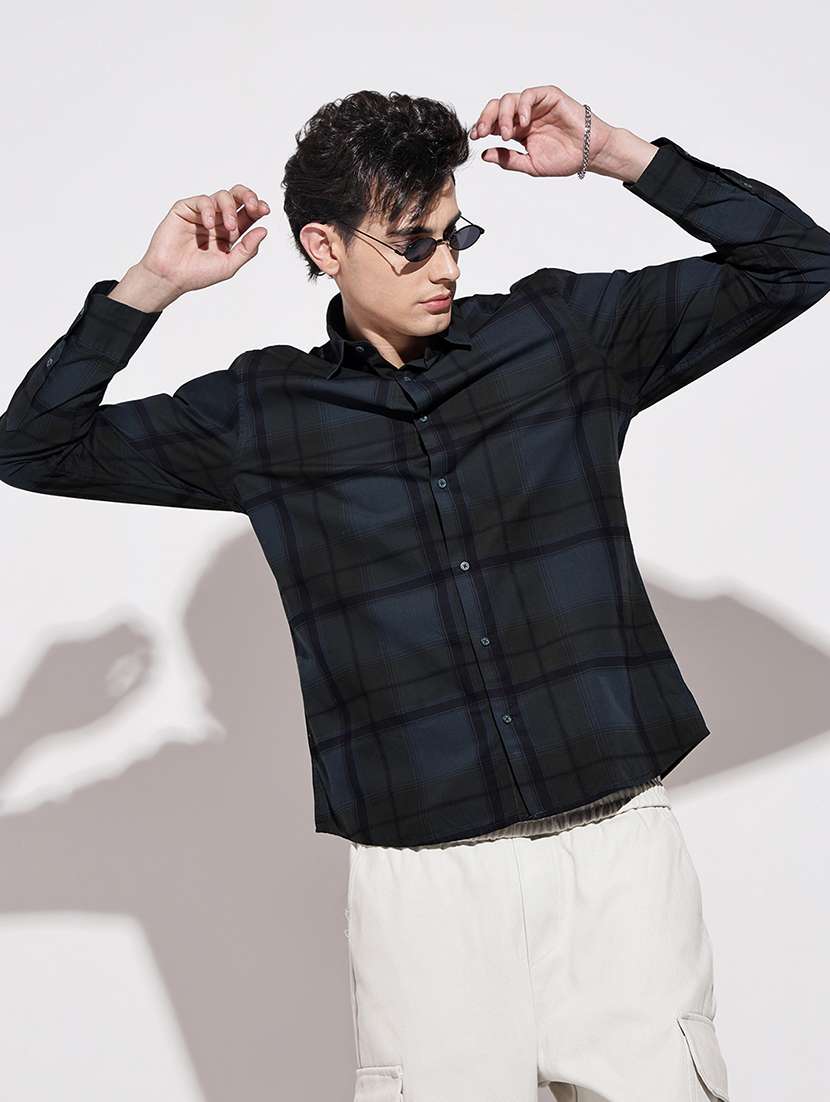 men checkered long sleeve regular fit casual shirt - 22086090 -  Standard Image - 1