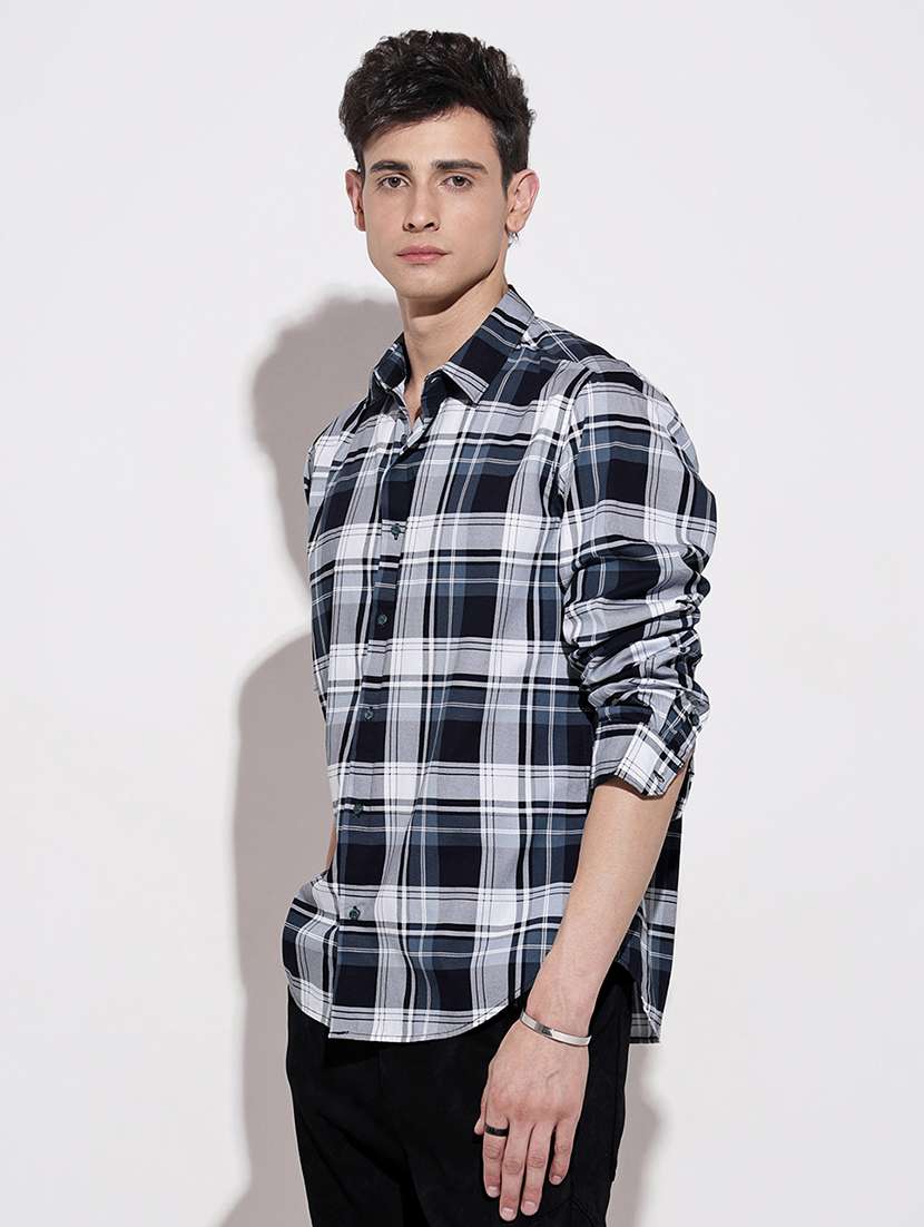 navy blue cotton casual shirt - 22086097 -  Standard Image - 1