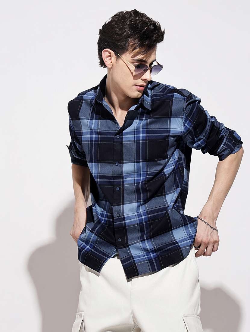 men checkered long sleeve regular fit casual shirt - 22086099 -  Standard Image - 1