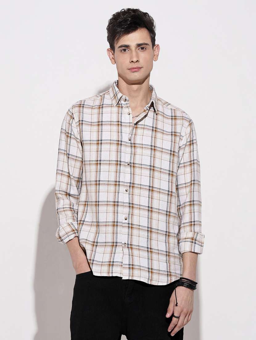 men checkered long sleeve regular fit casual shirt - 22086101 -  Standard Image - 1