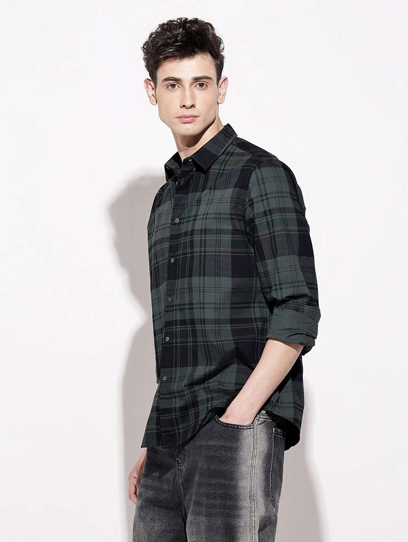 men checkered long sleeve regular fit casual shirt - 22086102 -  Standard Image - 1
