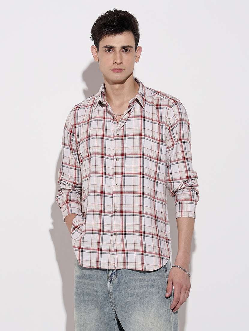 men checkered long sleeve regular fit casual shirt - 22086103 -  Standard Image - 1
