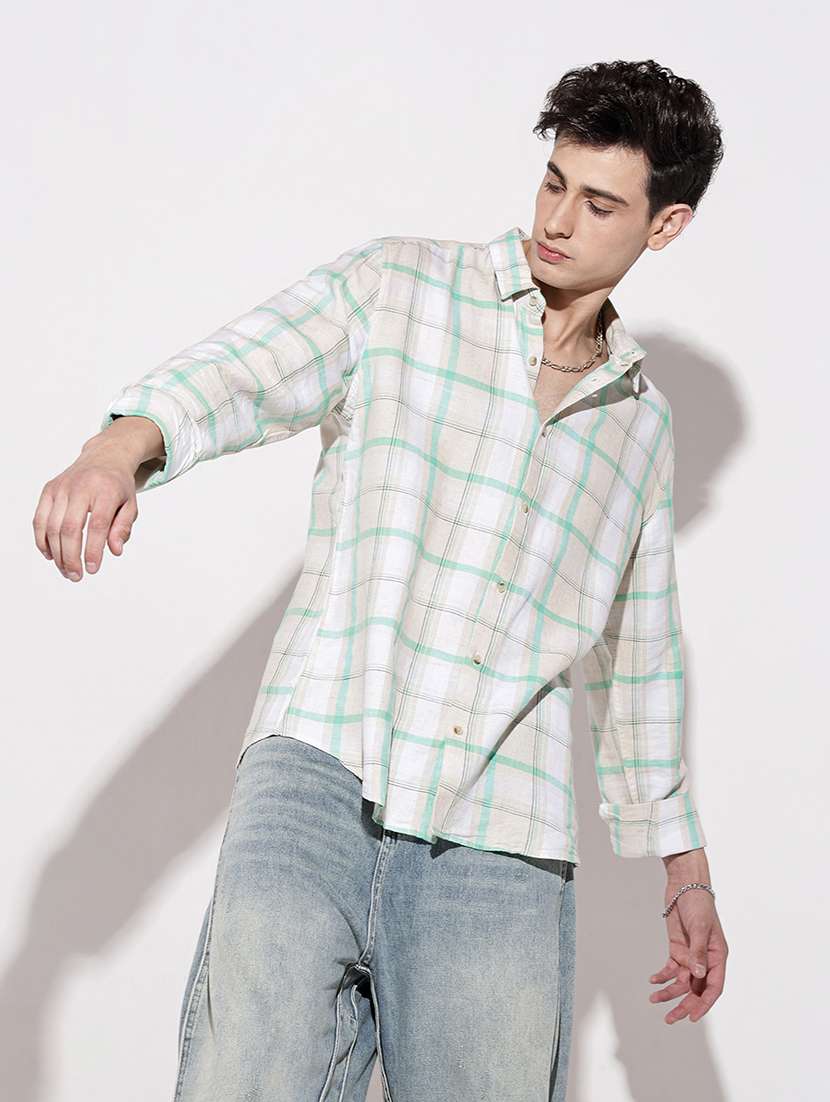 men checkered long sleeve regular fit casual shirt - 22086105 -  Standard Image - 1