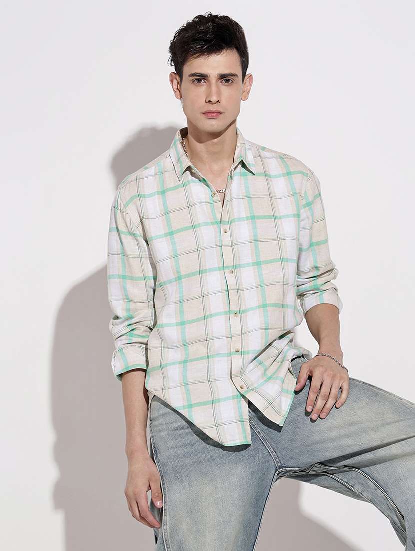 men checkered long sleeve regular fit casual shirt - 22086105 - Standard Image - 4