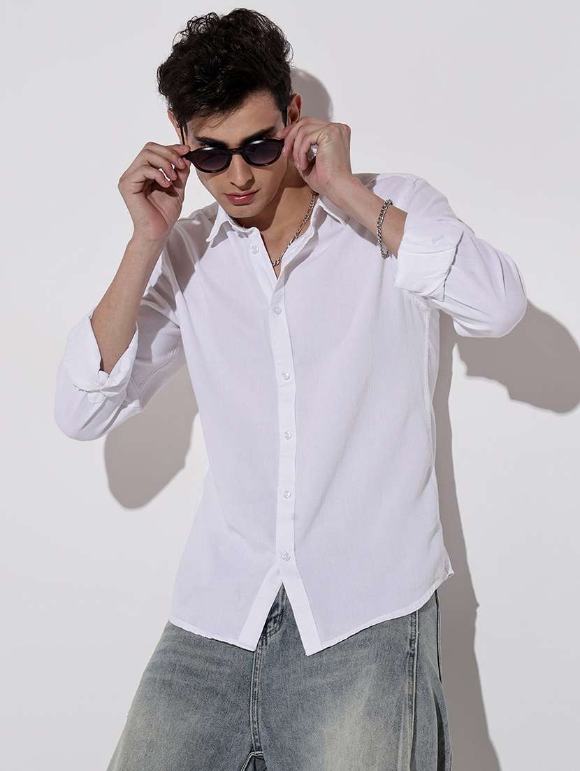 men solid long sleeve regular fit casual shirt - 22086106 -  Zoom Image - 0