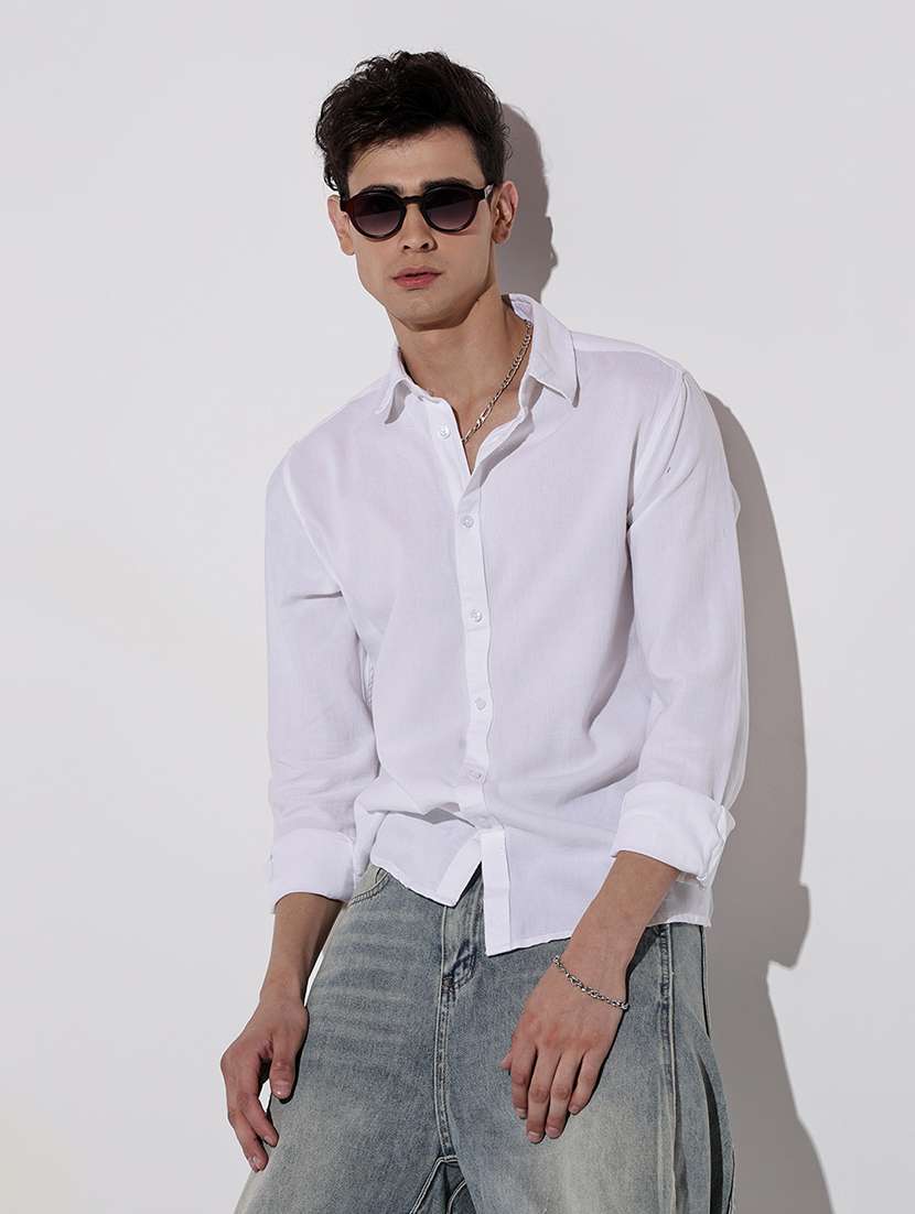 men solid long sleeve regular fit casual shirt - 22086106 -  Standard Image - 1