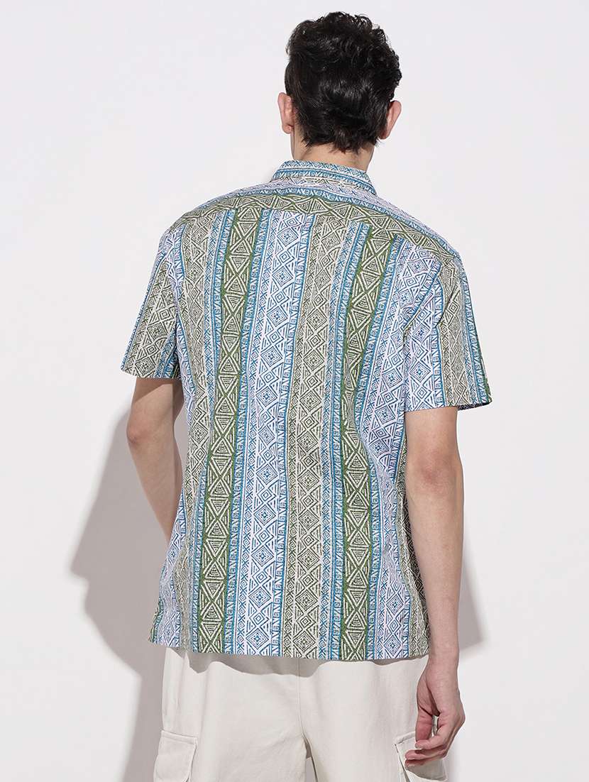 men printed short sleeve loose fit casual shirt - 22086109 - Standard Image - 4