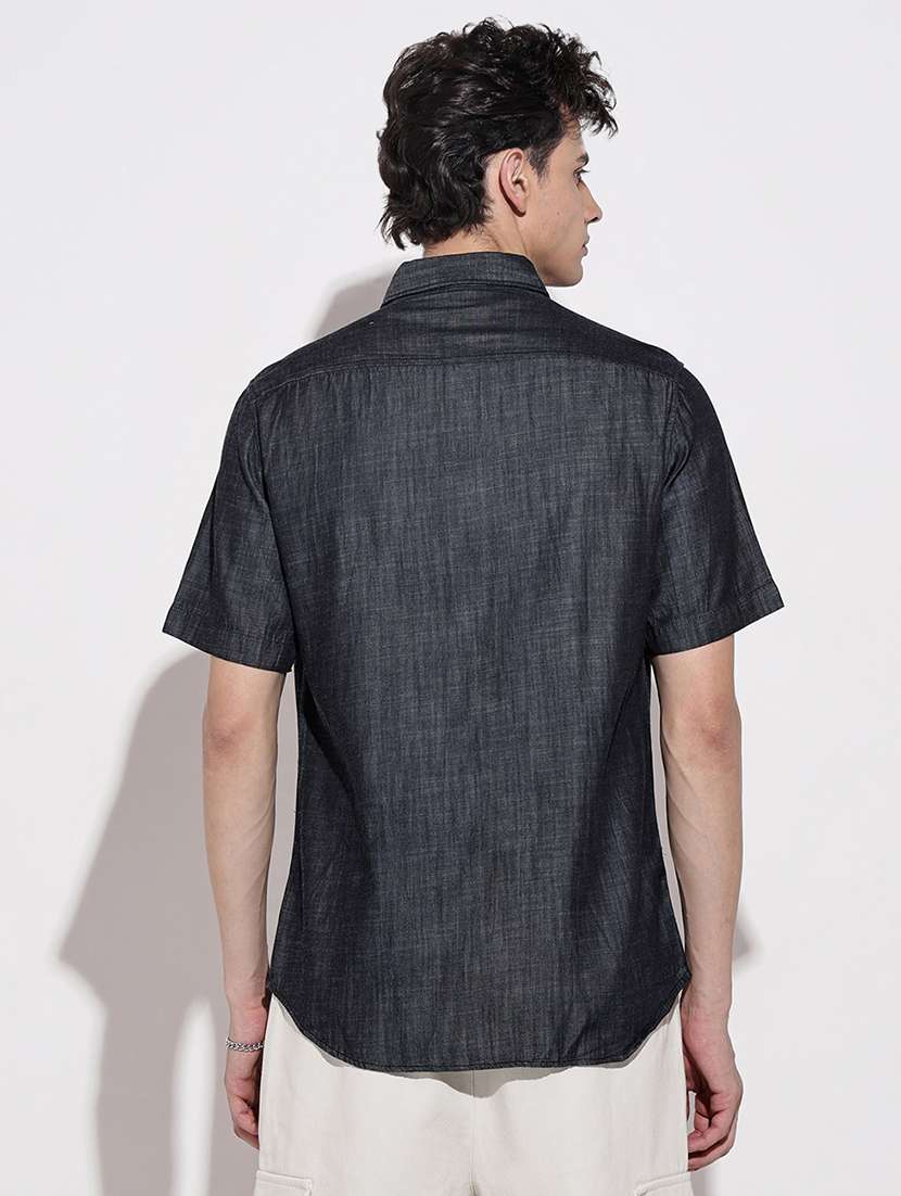 men solid short sleeve regular fit casual shirt - 22086111 -  Standard Image - 6