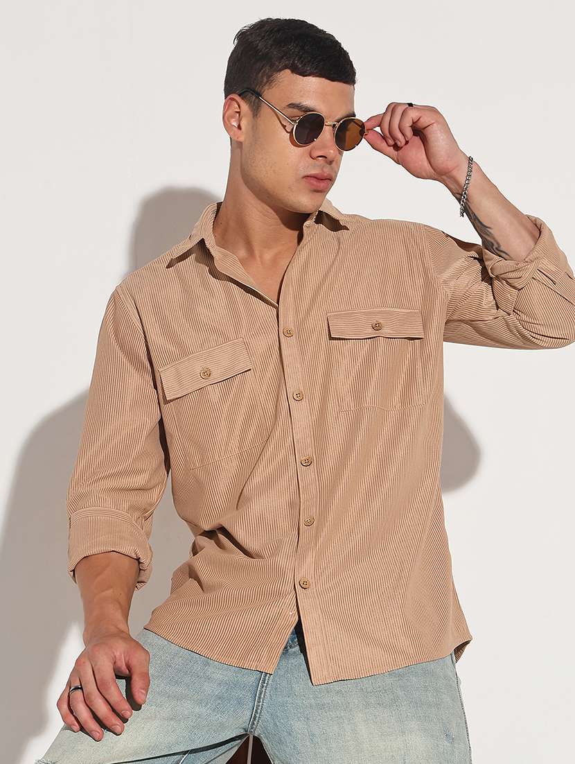 men solid long sleeve regular fit casual shirt
