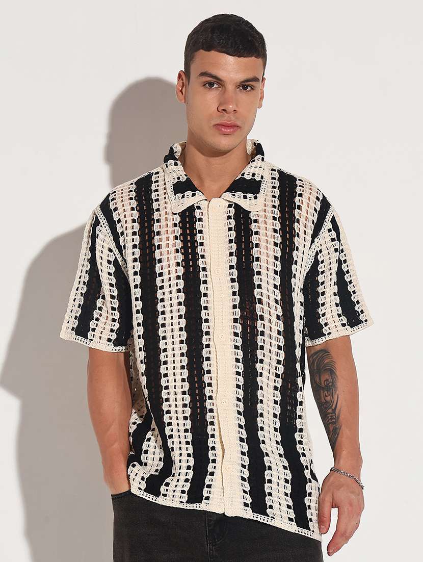 men self design short sleeve loose fit casual shirt - 22086114 -  Standard Image - 1
