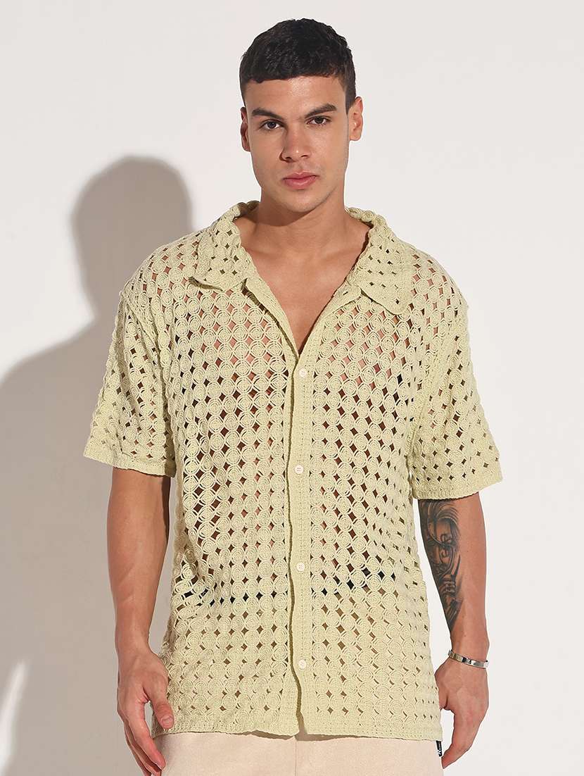 men self design short sleeve loose fit casual shirt - 22086115 -  Standard Image - 1