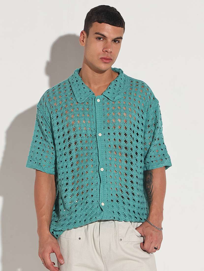 men self design short sleeve loose fit casual shirt - 22086116 - Standard Image - 1