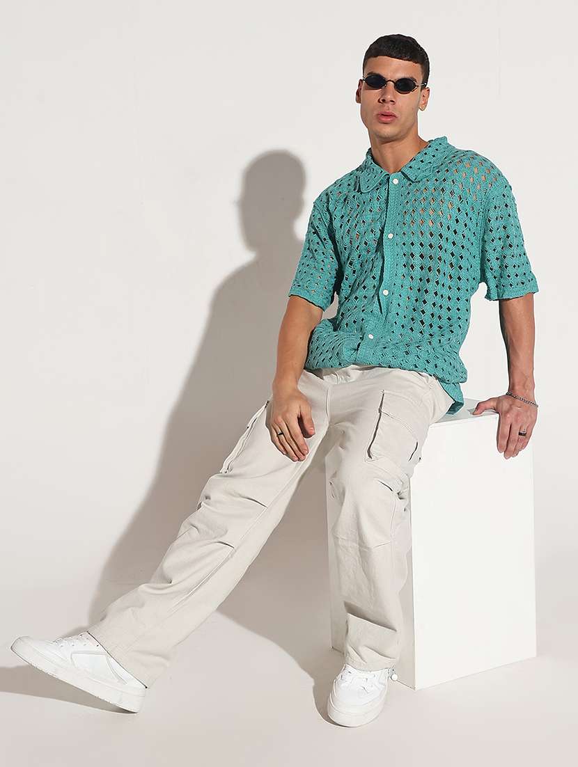 men self design short sleeve loose fit casual shirt - 22086116 - Standard Image - 4