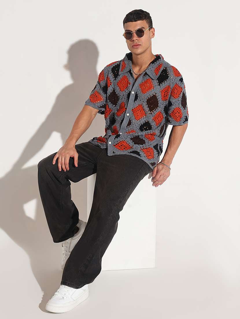 men self design short sleeve loose fit casual shirt - 22086118 -  Standard Image - 6